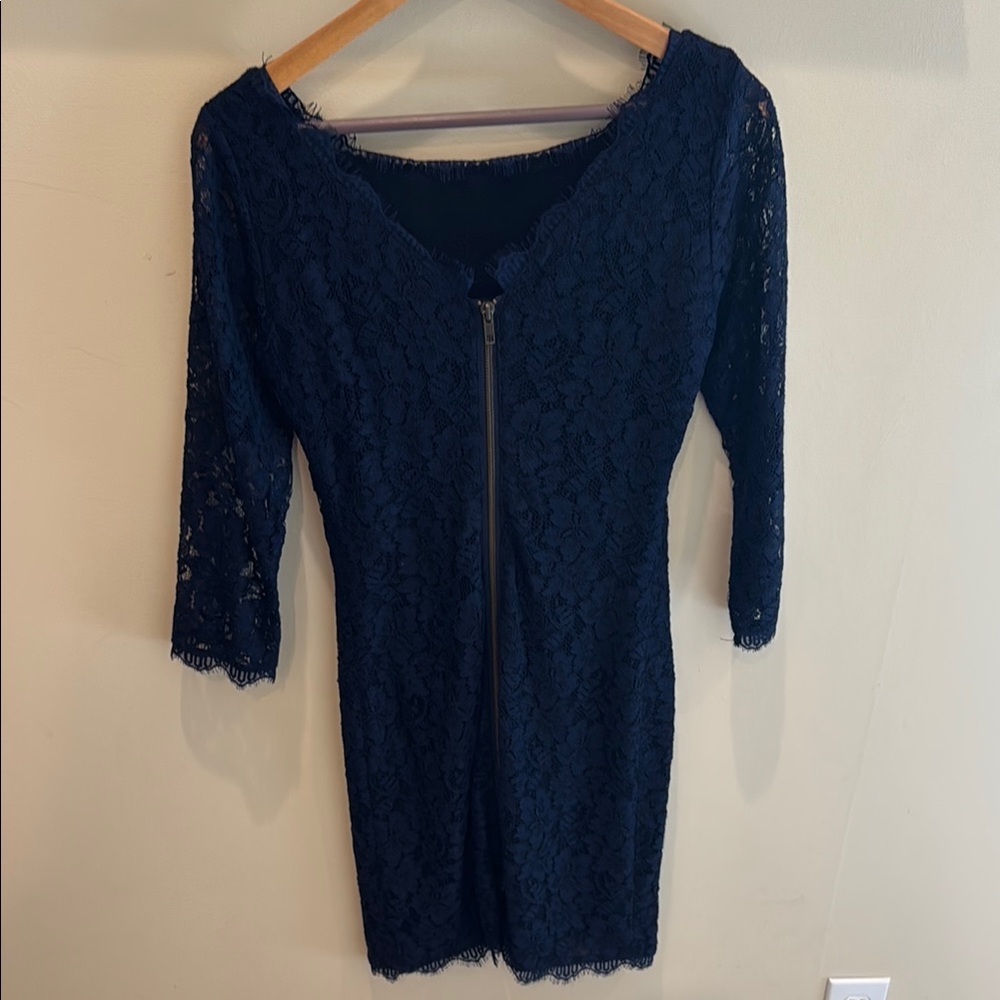 Diane Von Furstenberg Zarita Navy Blue Lace Dress - Picture 7 of 9
